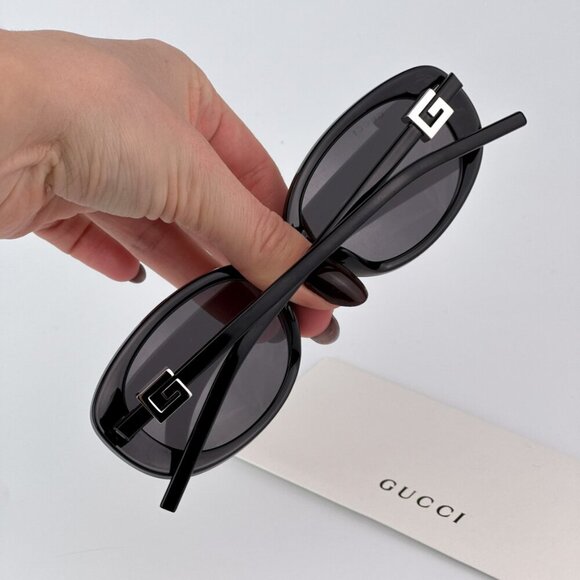 Gucci GG1684SA 001 BRAND NEW Sunglasses Black Grey Unisex Oval main image 8